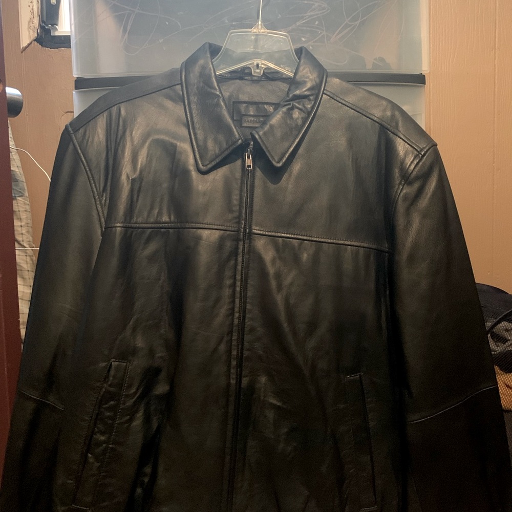 Mens size L Black Saddlebred Leather Jacket